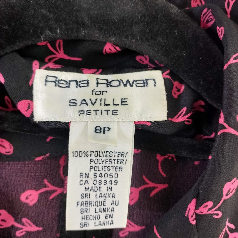 Rena Rowan Y2K 90s Black Pink Floral Dress; Sleeveless Button Down Midi - Picture 2 of 7